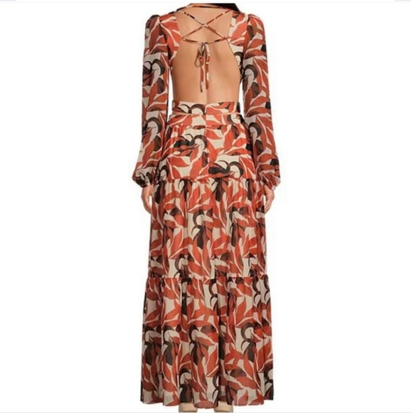 Gianni Bini Orange and Black Abstract Maxi Dress - Picture 4 of 7